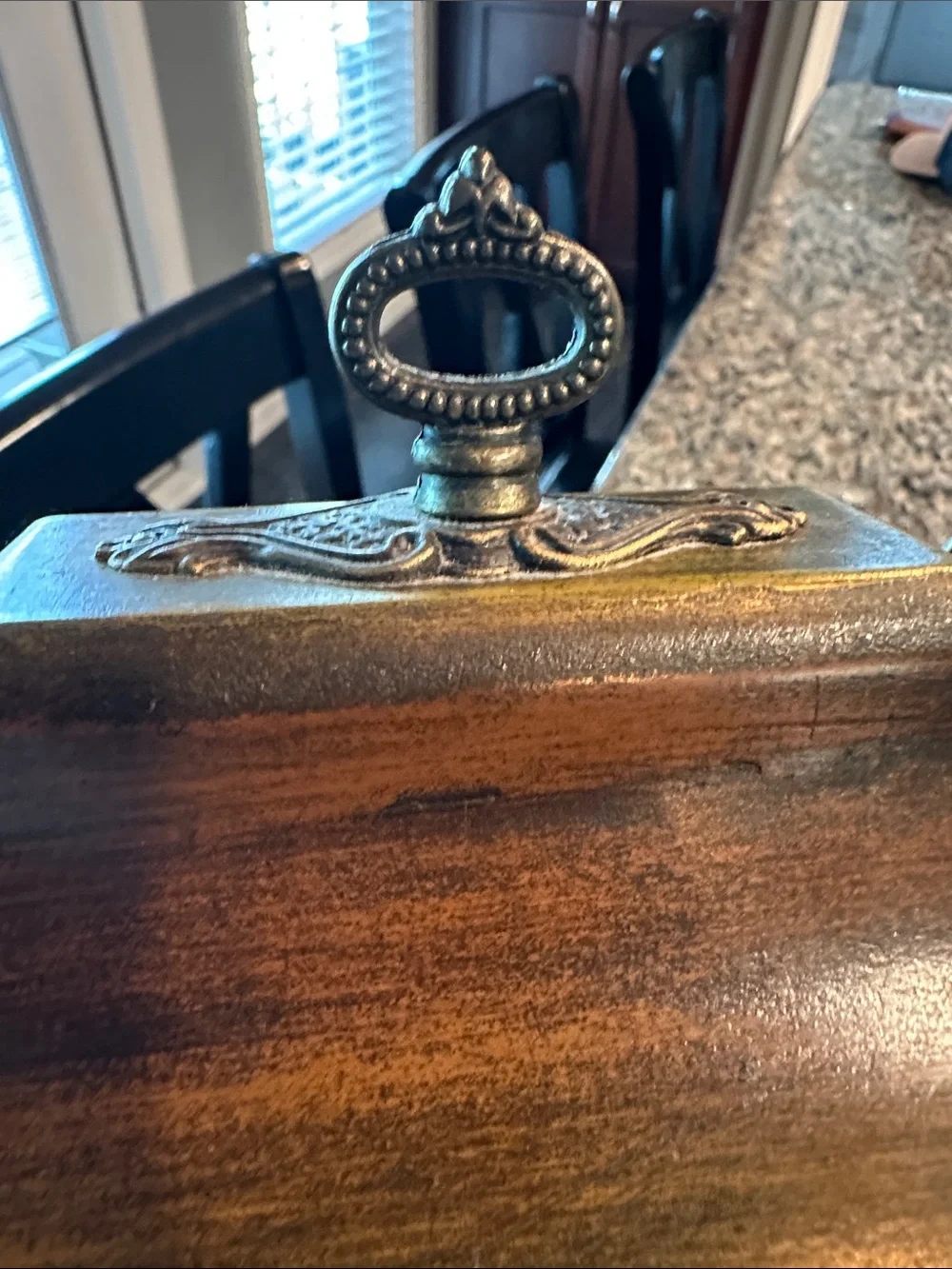 Vintage Wood Brass Mantel Clock